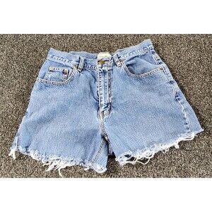 Eddie Bauer Shorts Womens 8 Blue Denim Cutoff High Waisted 100% Cotton 90's